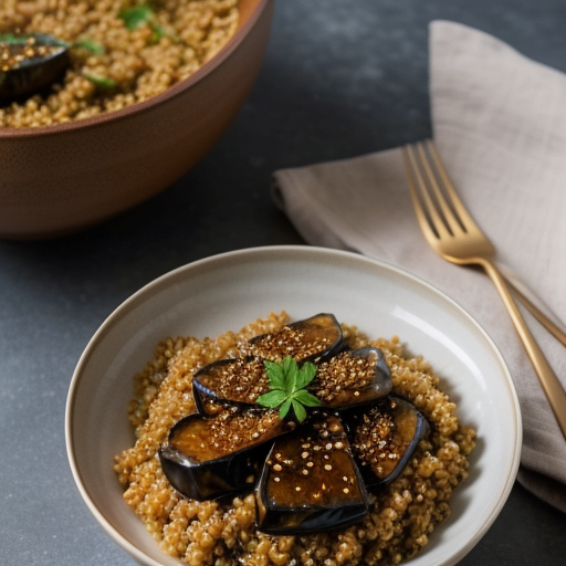 Spicy Eggplant-Miso Saute With Bulgur recipe image