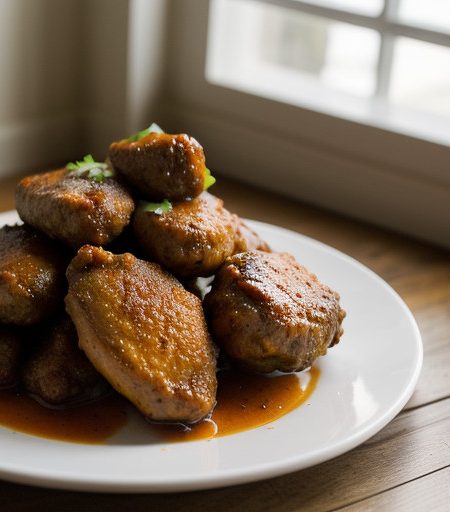 Spicy Fried Chicken Thighs With Papads and Hot Sausage St recipe image