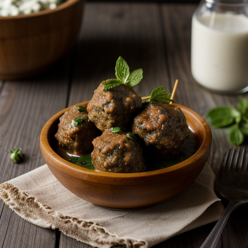 Spicy Lamb Meatballs With Mint-Chile Sauce recipe image