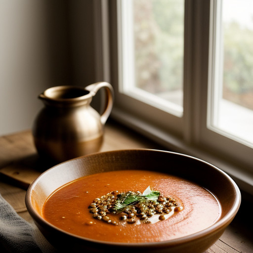 Spicy Lentil-Tomato Soup With Ham recipe image