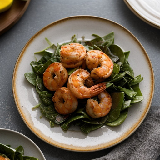 Spicy Mango Shrimp on Wilted Greens recipe image