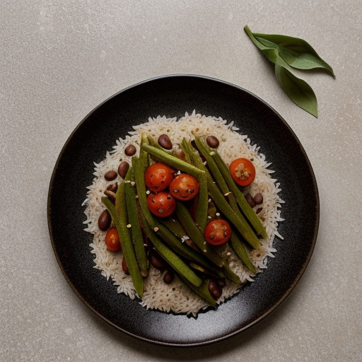 Spicy Okra/Basmati Rice/Black Beans recipe image