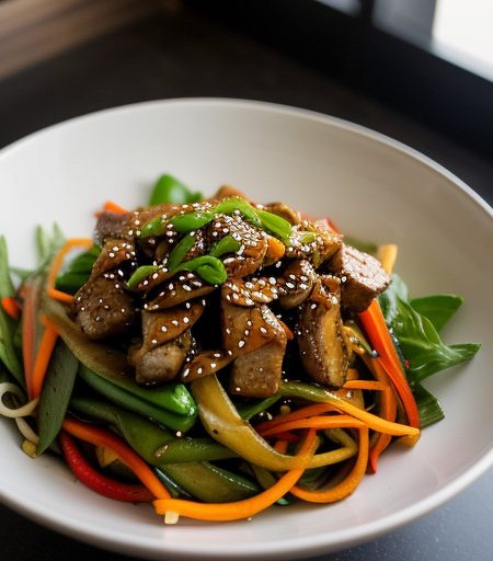 Spicy Pork Stir-Fry Salad recipe image