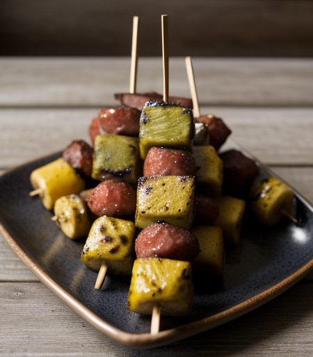 Spicy Sausage & Fruit Kabobs recipe image