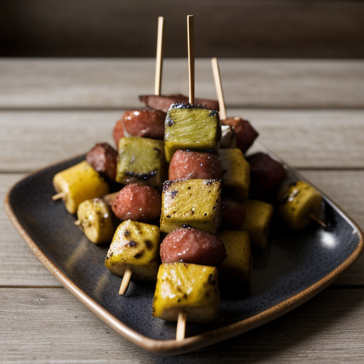 Spicy Sausage & Fruit Kabobs recipe image