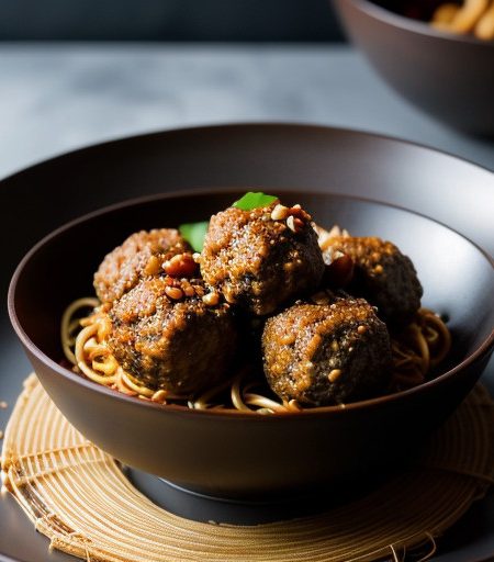 Spicy Thai Meatballs With Crispy Noodles recipe image