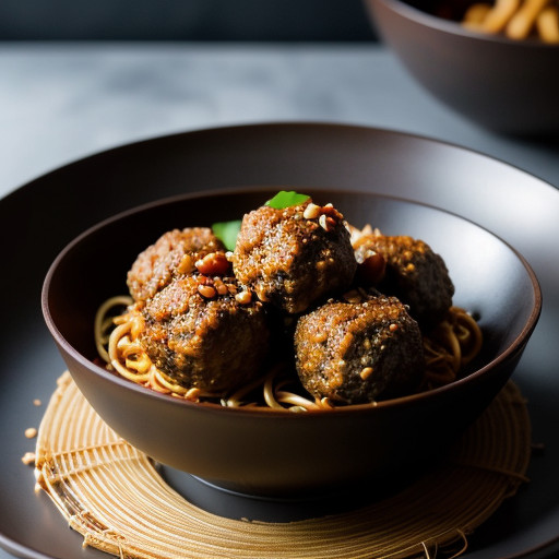 Spicy Thai Meatballs With Crispy Noodles recipe image
