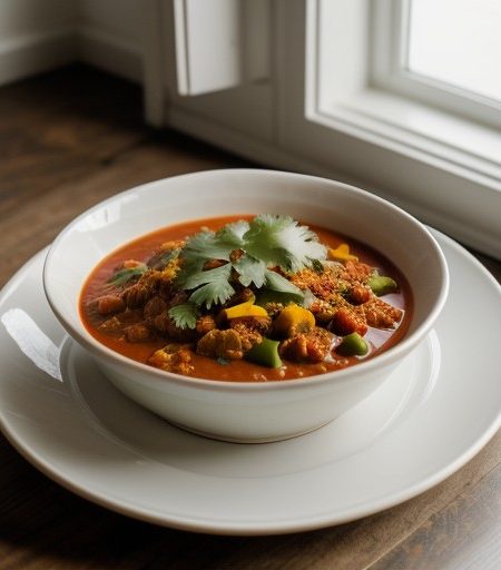 Spicy Vegetable-Cheese Chili recipe image