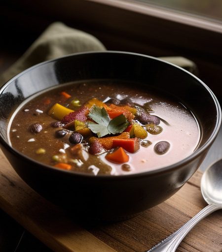 Spicy Vegetable Soup With Black Beans recipe image