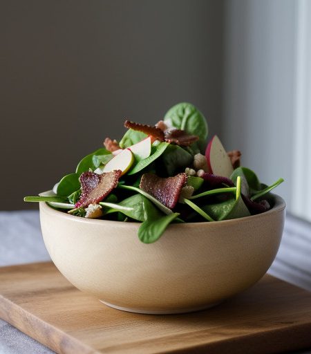 Spinach & Apple Salad W/ Bacon Dressing recipe image