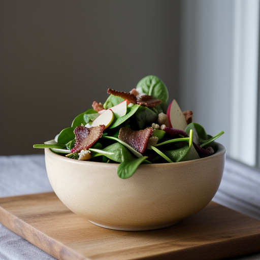 Spinach & Apple Salad W/ Bacon Dressing recipe image
