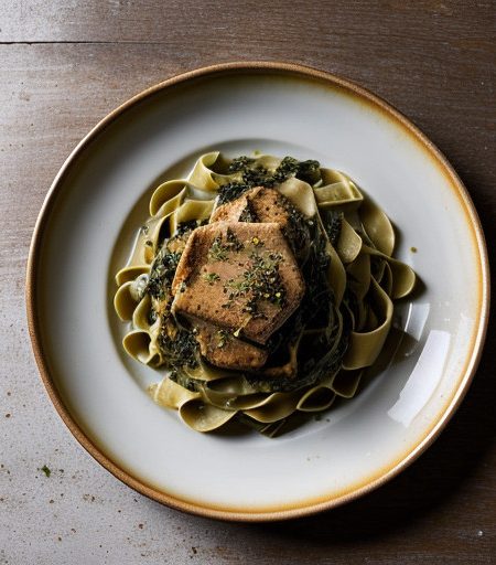 Spinach Fettucine With Ginger Chicken recipe image