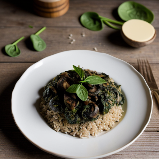 Spinach~ Mushrooms~ & Brown Rice With Chees recipe image