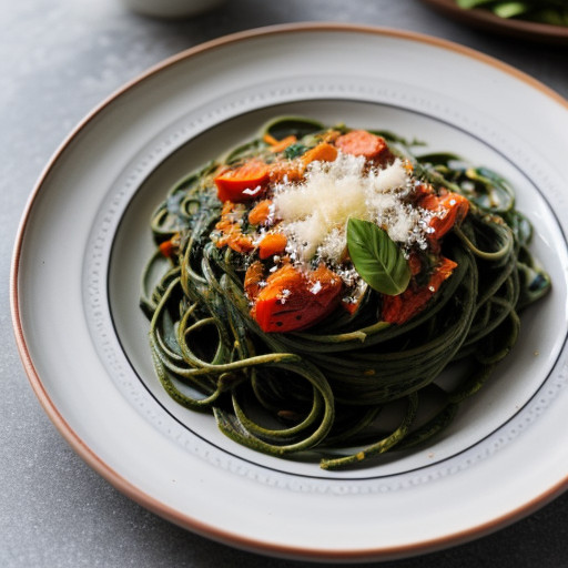 Spinach Pasta With Red Peppers recipe image