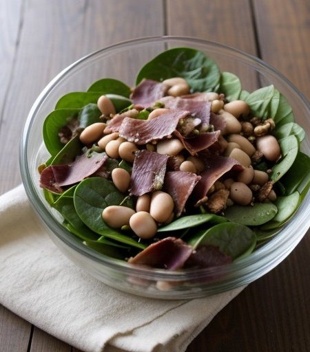 Spinach, Prosciutto and Bean Salad recipe image