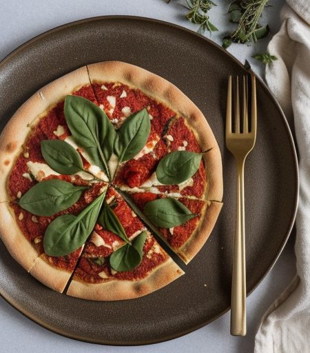 Spinach, Red Pepper and Pine Nut Pizza recipe image