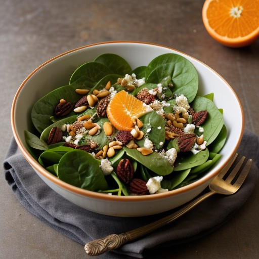 Spinach Salad in Fresh Orange Dressing W/ Pine Nuts-Daley recipe image