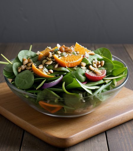 Spinach Salad in Fresh Orange Dressing With P recipe image