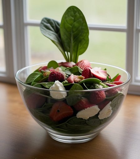 Spinach & Strawberry Salad With Honey Dress recipe image