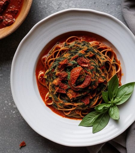 Spinach & Sun-Dried Tomato Pasta Sauce recipe image