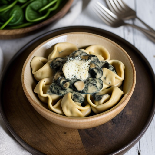 Spinach Tortellini With Creamy Mushroom Sauce recipe image