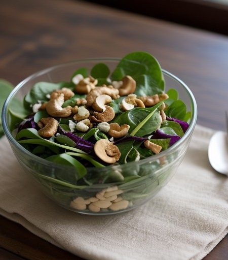 Spinach and Cashew Salad recipe image