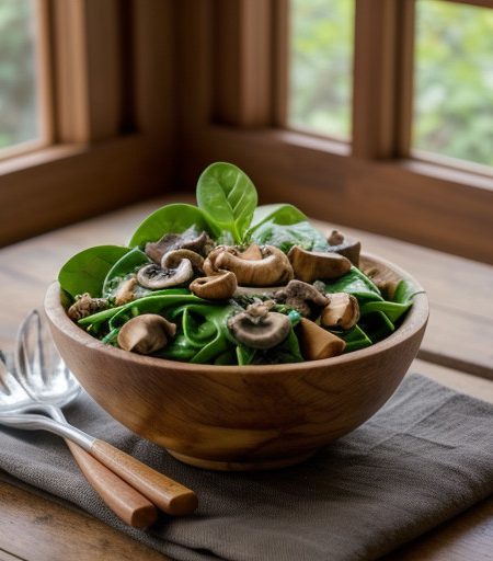 Spinach and Mushroom Salad recipe image