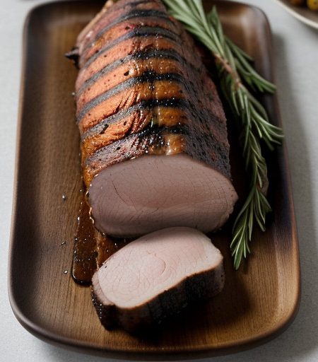 Spit Roasted Whole Pork Loin With Fresh Rosem recipe image