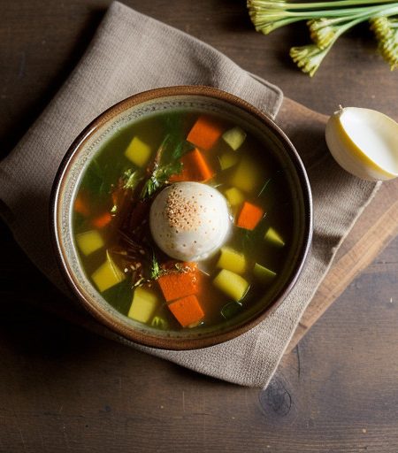 Spring Vegetable Soup With Matzo Balls recipe image