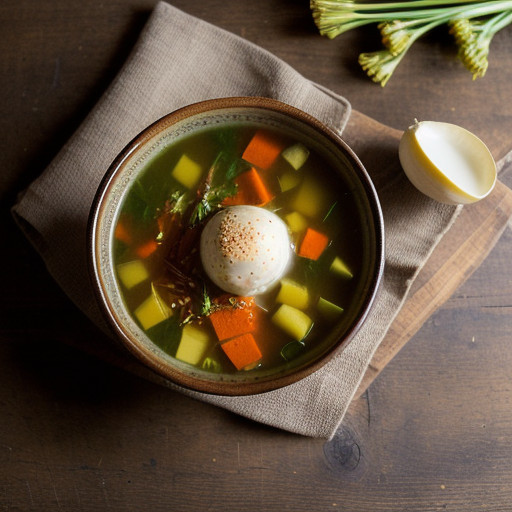 Spring Vegetable Soup With Matzo Balls recipe image