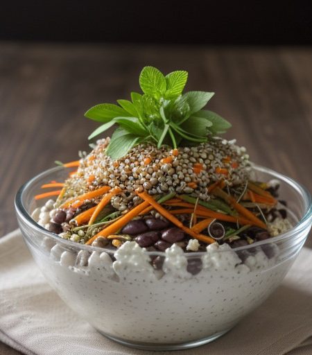 Sprouting Seeds With Carrot Salad and Cottage Cheese. recipe image