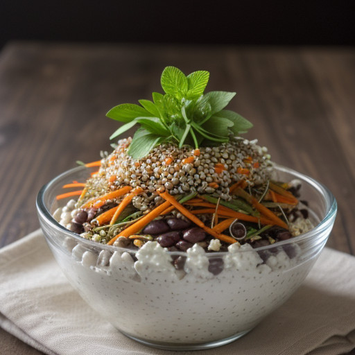 Sprouting Seeds With Carrot Salad and Cottage Cheese. recipe image