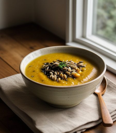Squash~ Apple~ & Wild Rice Soup recipe image