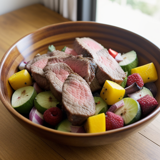 Steak & Summer Fruit Kabob Salad recipe image