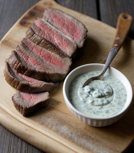 Steak With Blue Cheese Sauce recipe image