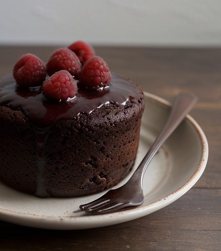 Steamed Brownie Pudding With Raspberry Sauce recipe image