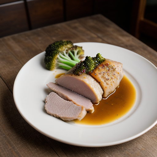 Steamed Chicken & Ham With Broccoli Spears recipe image