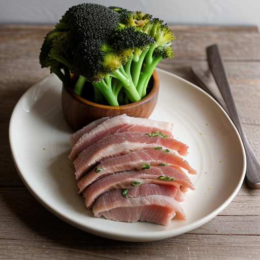Steamed Chicken & Ham With Broccoli Spears recipe image