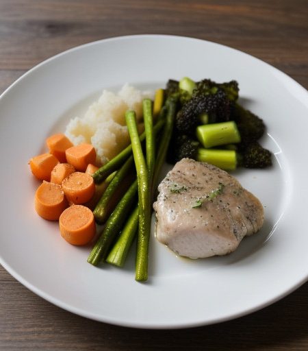 Steamed Chicken & Vegetables With Wine Sauc recipe image