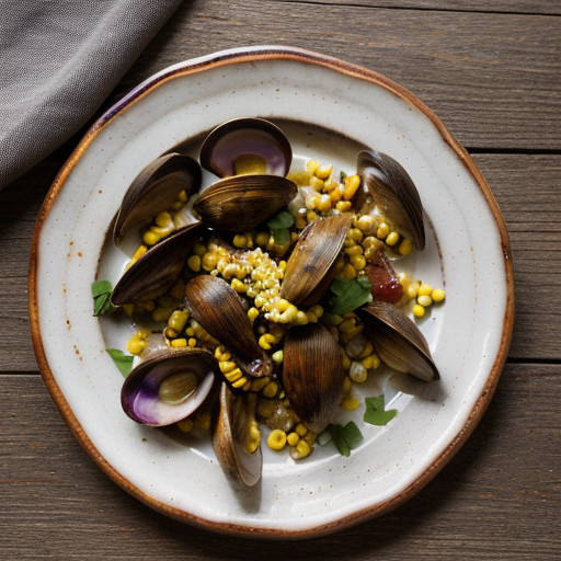 Steamed Clams With Chorizo and Fresh Corn recipe image