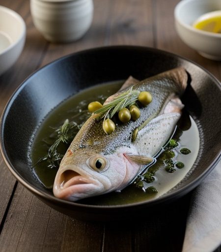 Steamed Trout With Olive Sauce recipe image