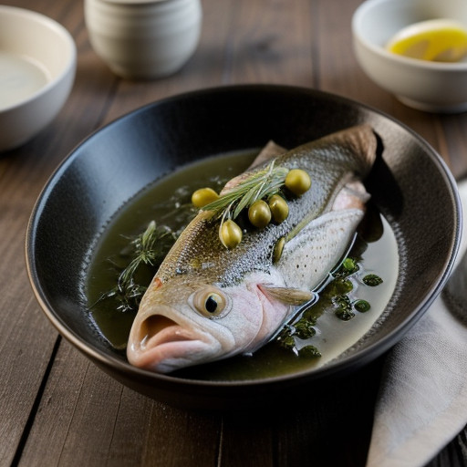 Steamed Trout With Olive Sauce recipe image