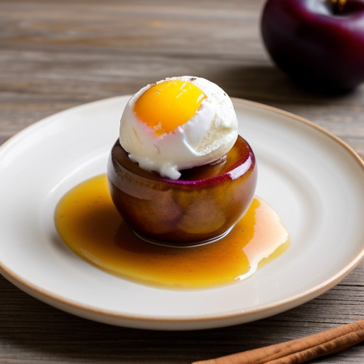 Stewed Plums in Honey With Cinnamon Ice-Cream recipe image