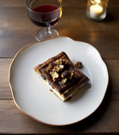Stilton Mill-Feuille With Golden Raisins and Warm Walnuts recipe image