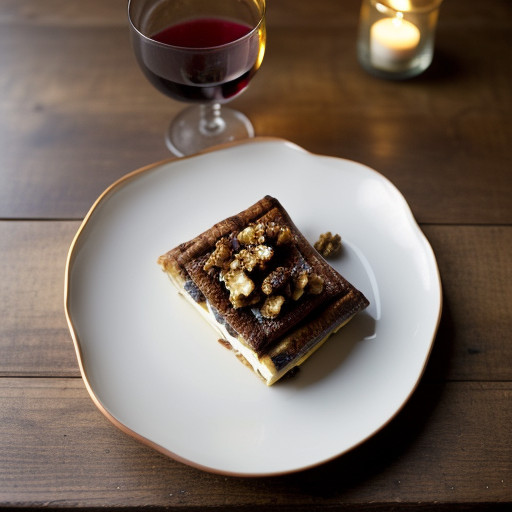 Stilton Mill-Feuille With Golden Raisins and Warm Walnuts recipe image