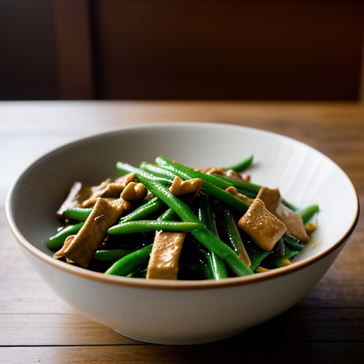 Stir-Fried Bean Curd With Green Beans in Hot Sauce recipe image