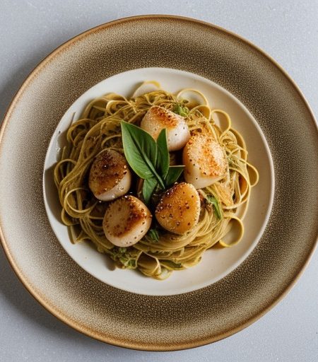 Stir-Fried Scallops With Pasta recipe image