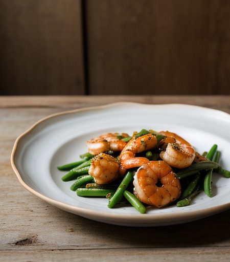 Stir-Fried Shrimp With Garlic & Green Beans recipe image