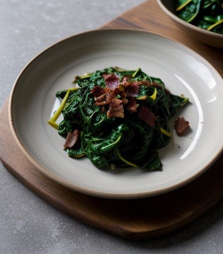 Stir-Fried Spinach With Bacon recipe image