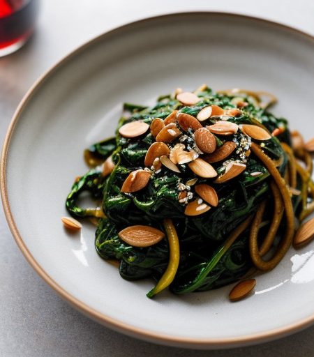 Stir-Fried Spinach With Ginger & Almonds recipe image